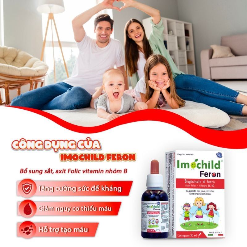 Imochild Feron - Giải Pháp Bổ Sung Sắt Hữu Cơ , An Toàn Hiệu Quả Cho Trẻ Sơ Sinh Và Trẻ Nhỏ, chai 30ml