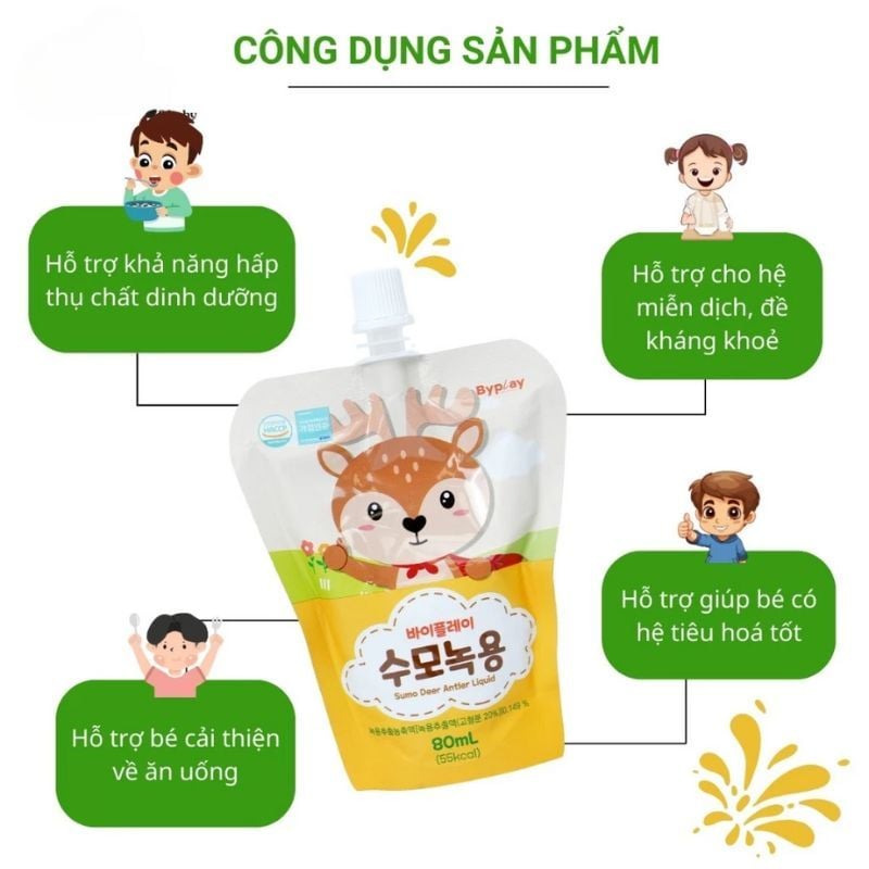 Nước Gạc Nhung Hươu ByPlay Sumo Deer Antler Liquid -  Giúp Bé Ăn Ngon, Tăng Cân Và Phát Triển Khỏe Mạnh