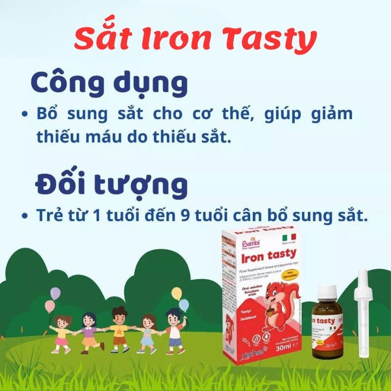 Sắt Nhỏ Giọt Iron Tasty Từ Ý - Giải Pháp Toàn Diện Cho Trẻ Thiếu Máu Thiếu Sắt, Chai 30ml