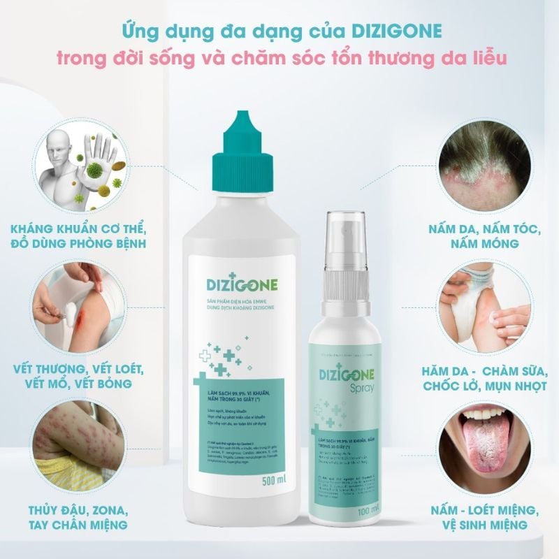 Xịt kháng khuẩn Dizigone, kháng khuẩn, khử mùi, giảm loét, chai 100ml
