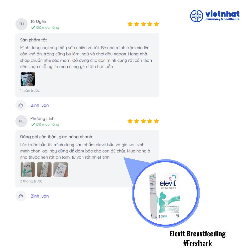 Elevit Breastfeeding – Elevit sau khi sinh và cho con bú, Hộp 30 viên