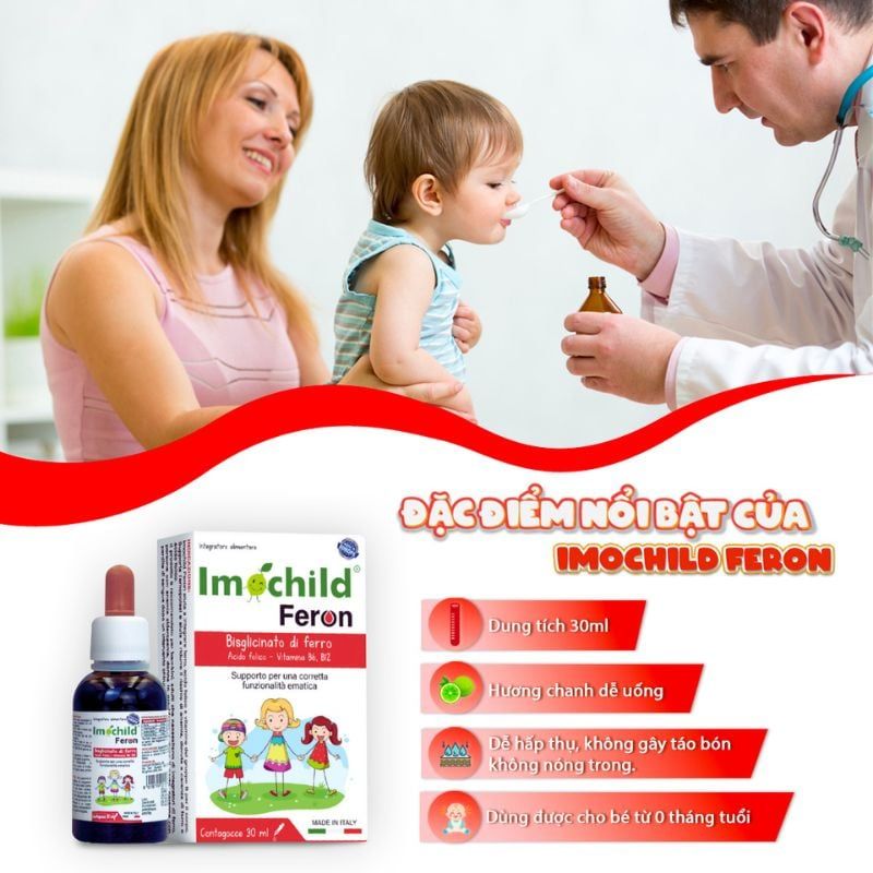 Imochild Feron - Giải Pháp Bổ Sung Sắt Hữu Cơ , An Toàn Hiệu Quả Cho Trẻ Sơ Sinh Và Trẻ Nhỏ, chai 30ml