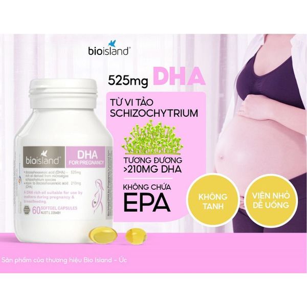 Viên uống bổ sung DHA Bio Island cho bà bầu của Úc, hộp 60 viên