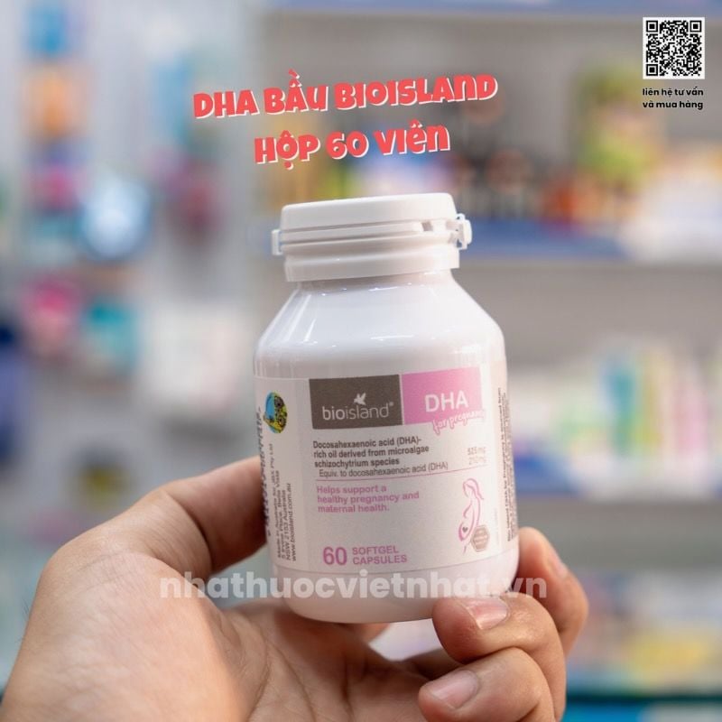 Viên uống bổ sung DHA cho bà bầu Bio Island của Úc, hộp 60 viên