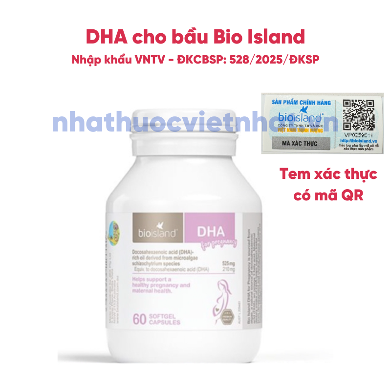 Viên uống bổ sung DHA cho bà bầu Bio Island của Úc, hộp 60 viên