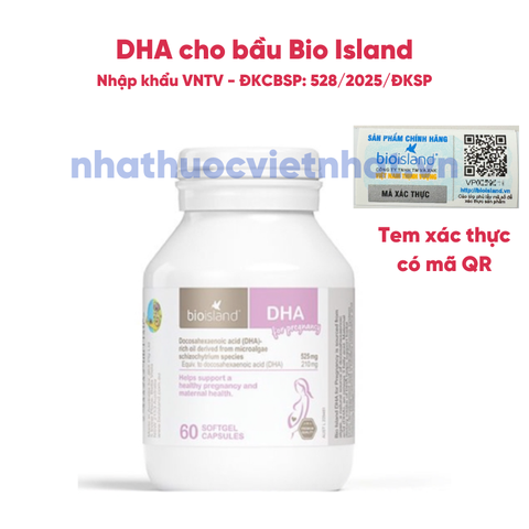 Viên uống bổ sung DHA cho bà bầu Bio Island của Úc, hộp 60 viên