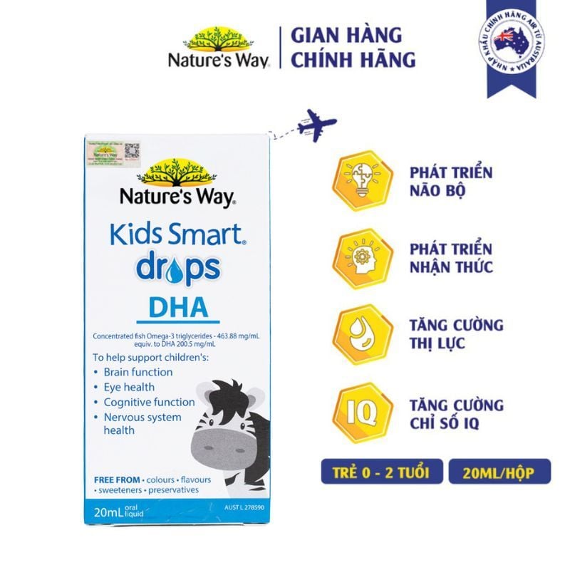 Nature’s Way Kids Smart Drop 20ml – Bổ sung DHA dạng giọt cho bé thông minh, mắt sáng