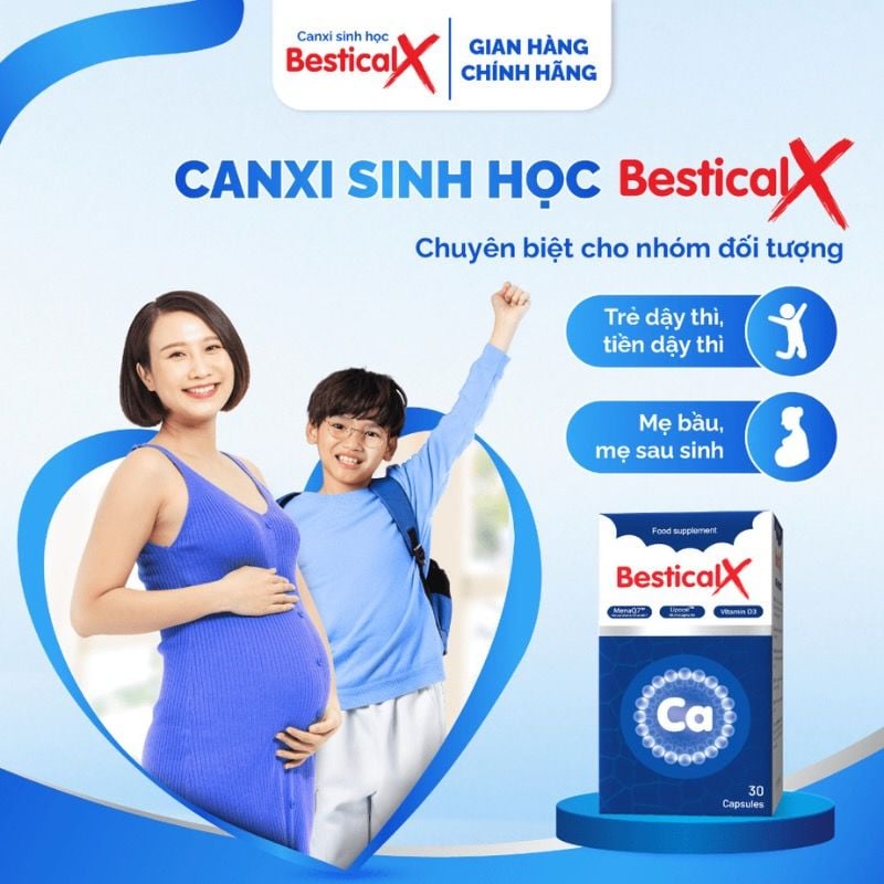 Bestical X - Canxi sinh học dạng viên cho trẻ em từ 8 tuổi và người lớn, hộp 30 viên