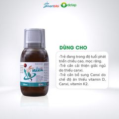 Canxi Smartbibi Maxcal, bổ sung kết hợp bộ 3 canxi vitamin d3 và k2 giúp tăng chiều cao, ngừa loãng xương cho bé, chai 100ml