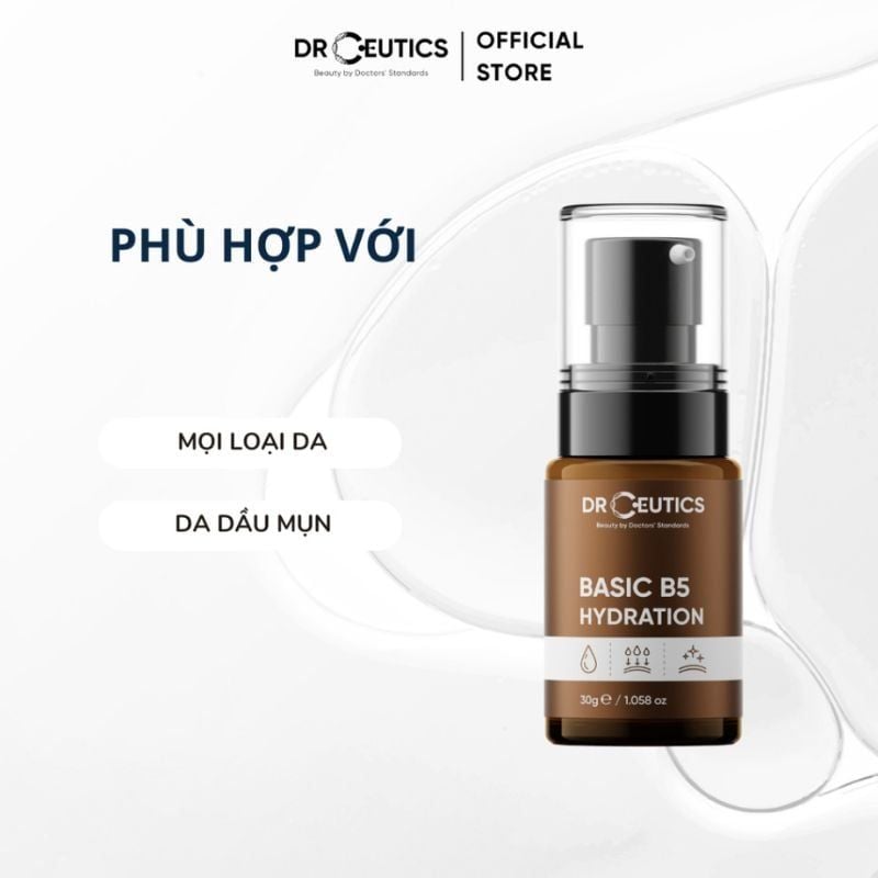 Serum DrCeutics Basic B5 Hydration tinh chất dưỡng ẩm và làm dịu da cho da dầu mụn, 30g