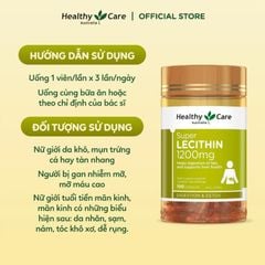 Mầm Đậu Nành Lecithin Healthy Care - Hỗ trợ giảm cholesterol, tăng cường chức năng gan, hộp 100 viên
