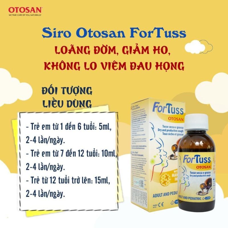 Siro ho ForTuss - Giảm ho khan, ho có đờm đặc, an toàn và hiệu quả cho trẻ từ 1 tuổi, chai 150ml