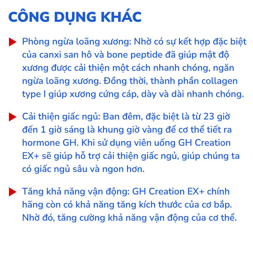 GH Creation EX+, Viên uống hỗ trợ tăng chiều cao chính hãng của Nhật, hộp 270 viên