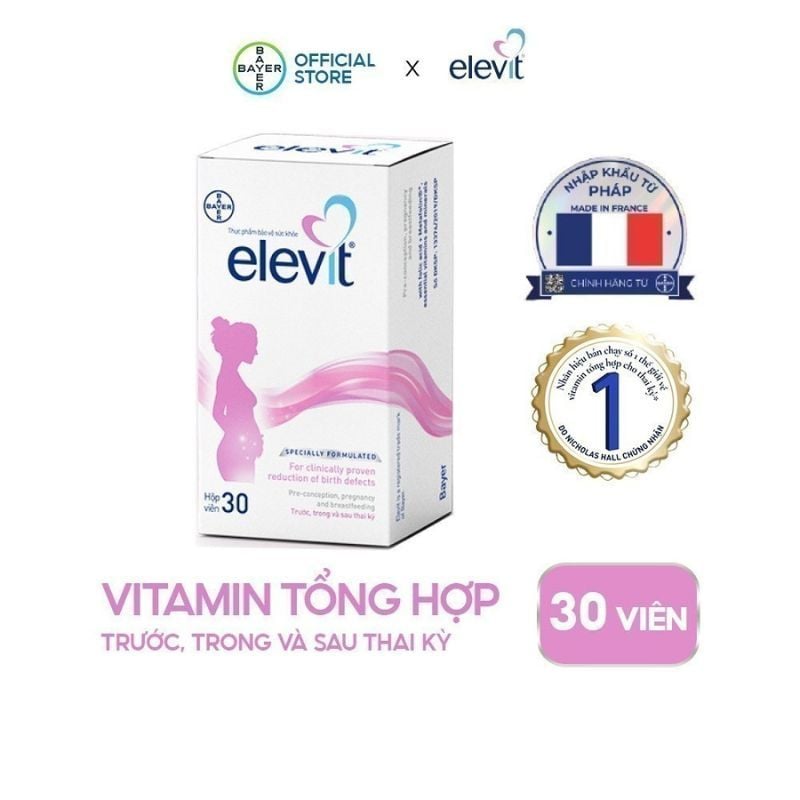 Vitamin tổng hợp cho bà bầu và trước khi mang thai Elevit của Pháp, hộp 30 viên - Nhập khẩu chính hãng
