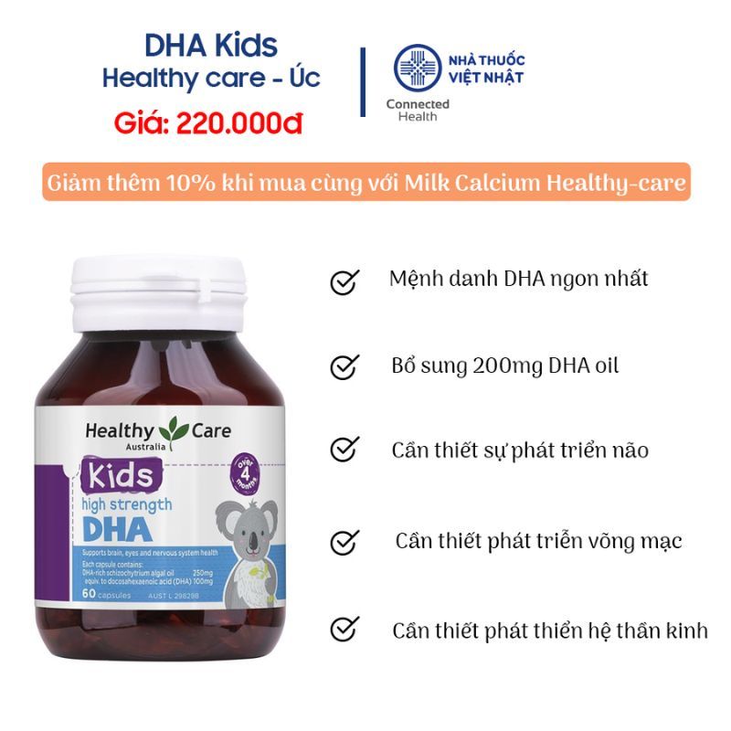 Viên uống bổ sung DHA cho bé Healthy Care Kids DHA High Strength 70 viên
