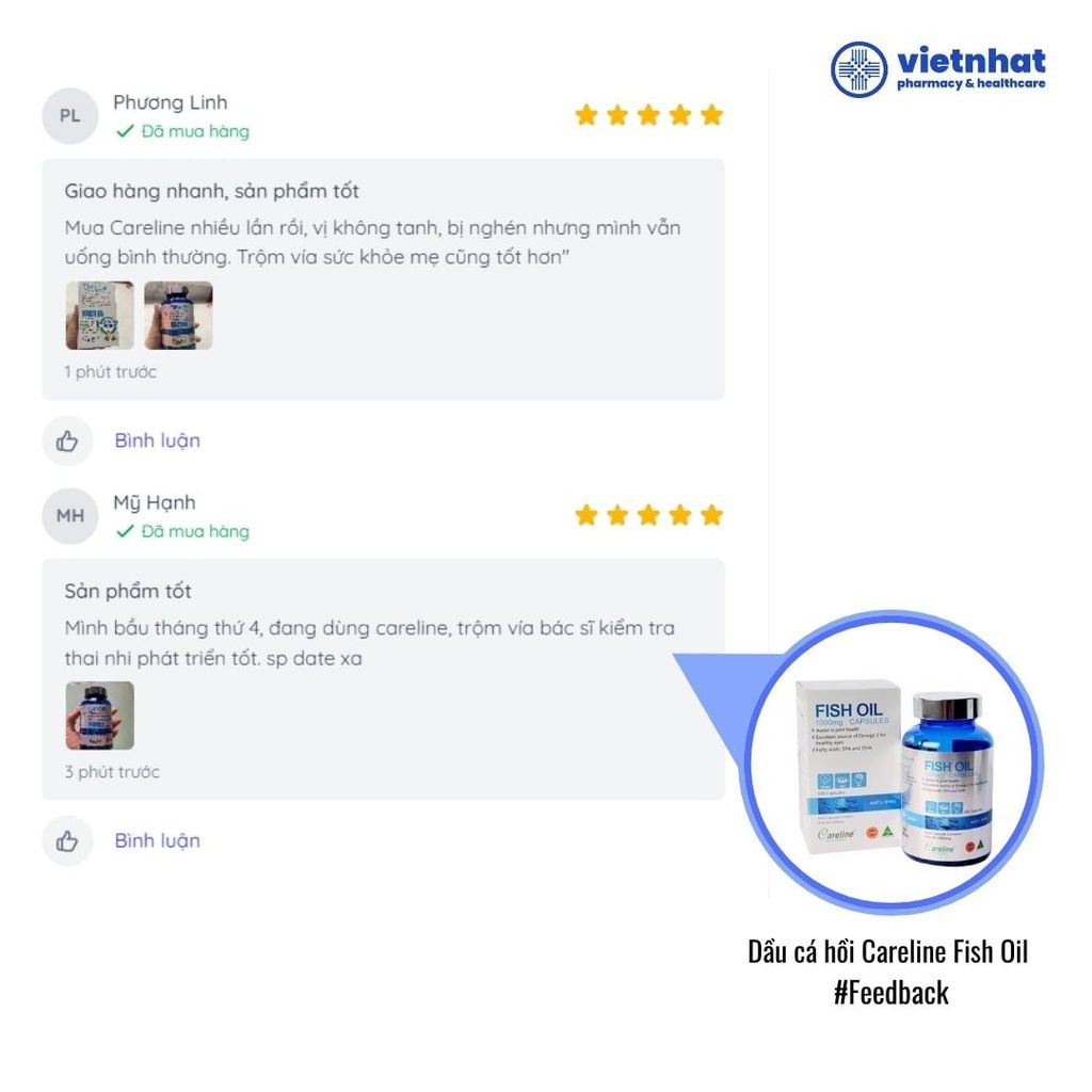 Viên uống dầu cá hồi đại dương Úc Careline Fish Oil 1000mg