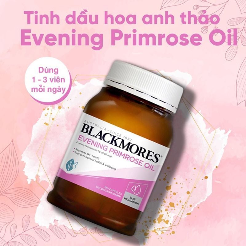 Tinh dầu hoa anh thảo Blackmores Evening Primrose - Hỗ trợ làm đẹp da, cân bằng nội tiết (190 viên)