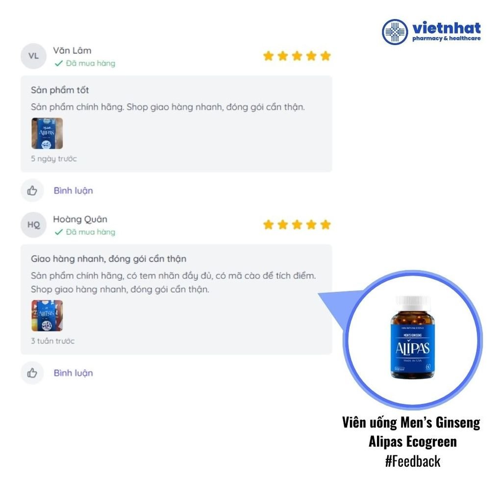 Viên uống Men’s Ginseng Alipas Ecogreen tăng cường sinh lực phái mạnh (30 viên)