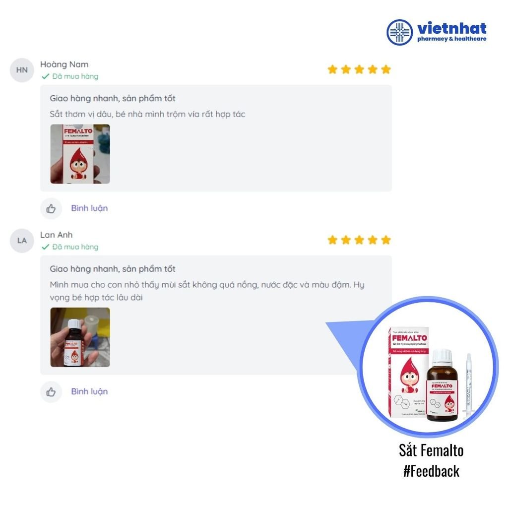 Femalto sắt nhỏ giọt cho bé - Giải pháp bổ sung sắt hiệu quả, an toàn cho bé từ 0 tháng tuổi (chai 15ml)