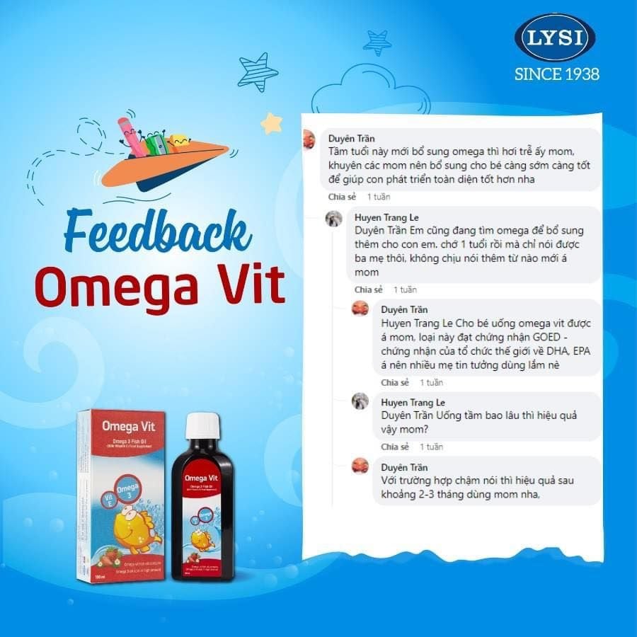 Siro Omega Vit, bổ sung Omega 3 (DHA và EPA) hỗ trợ phát triển não bộ và thị lực cho trẻ
