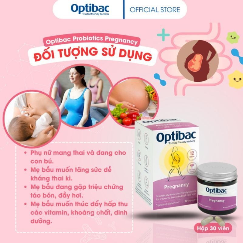 Men vi sinh Optibac Pregnancy - Giải pháp bổ sung lợi khuẩn cho phụ nữ mang thai và cho con bú, hộp 30 viên
