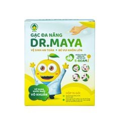 Gạc đa năng Dr. Maya kháng khuẩn dùng rơ lưỡi, nướu, răng miệng, tai, mắt, mũi cho bé (hộp 15 gói)