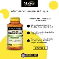 Viên uống bổ não Mason Ginkgo Biloba của Mỹ, giảm đau đầu, cải thiện giấc ngủ, trí não khỏe mạnh, hộp 60 viên