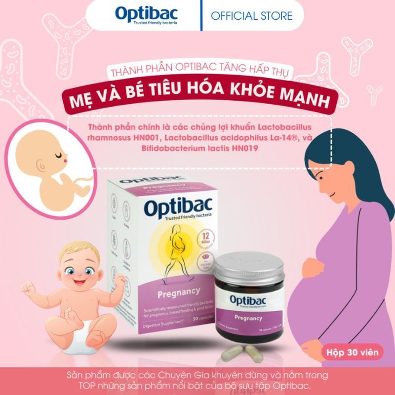 Men vi sinh Optibac Pregnancy - Giải pháp bổ sung lợi khuẩn cho phụ nữ mang thai và cho con bú, hộp 30 viên
