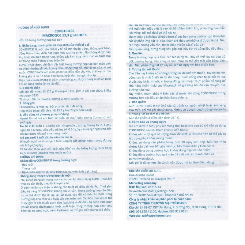 Bột nhuận tràng Constipass Wellcare điều trị táo bón (20 gói)