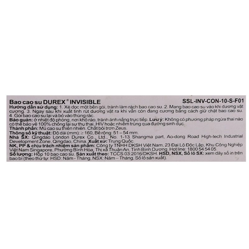 Bao cao su Durex Invisible Extra Thin Extra Sensitive siêu mỏng, vừa vặn và ôm sát