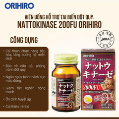 Viên uống hỗ trợ điều trị tai biến Orihiro Nattokinase 2000FU 60 viên, nhập khẩu chính hãng