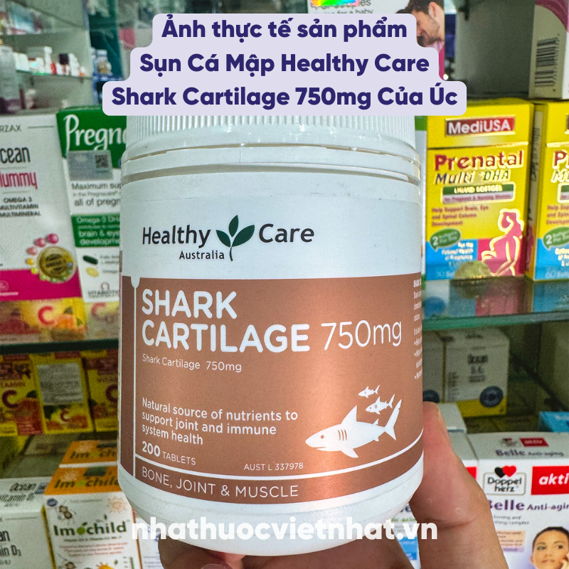 Sụn Cá Mập Healthy Care Shark Cartilage 750mg Của Úc - Hỗ Trợ Sức Khoẻ Xương Khớp Cho Người Lớn Tuổi, Hộp 200 Viên