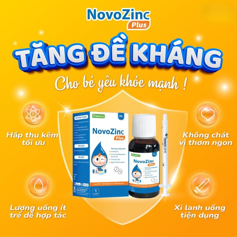 nhathuocvietnhat.vn - NovoZinC Plus - Giải pháp 3 trong 1 với kẽm, Lysine và Thymomodulin giúp bé hết biếng ăn, phát triển khỏe mạnh