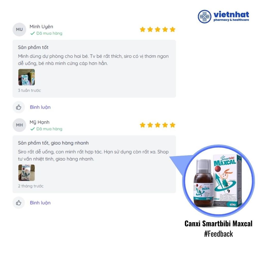 Canxi Smartbibi Maxcal, bổ sung kết hợp bộ 3 canxi vitamin d3 và k2 giúp tăng chiều cao, ngừa loãng xương cho bé, chai 100ml