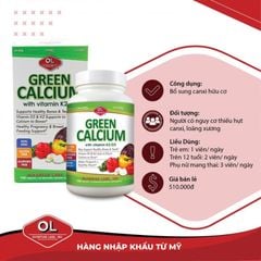 nhathuocvietnhat.vn-Canxi hữu cơ Green Calcium của Mỹ - Bổ sung canxi cho bà bầu, sau sinh và cho con bú, người lớn