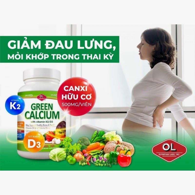 Canxi hữu cơ Green Calcium của Mỹ - Bổ sung canxi cho bà bầu, sau sinh và cho con bú, người lớn, hộp 100 viên