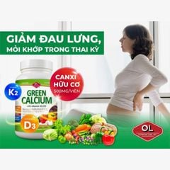 Canxi hữu cơ Green Calcium của Mỹ - Bổ sung canxi cho bà bầu, sau sinh và cho con bú, người lớn, hộp 100 viên