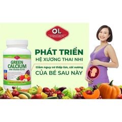 Canxi hữu cơ Green Calcium của Mỹ - Bổ sung canxi cho bà bầu, sau sinh và cho con bú, người lớn, hộp 100 viên
