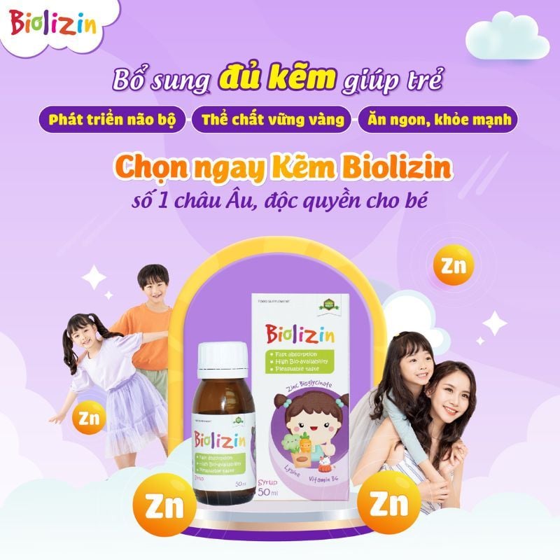 Kẽm Biolizin - Kẽm hữu cơ ăn ngon cho trẻ sơ sinh và trẻ nhỏ (50ml)