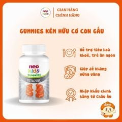 Kẹo dẻo Neo Kids Gummies VitaZinC Bổ Sung Kẽm Hữu Cơ  Và Vitamin Cho Bé Khoẻ Mạnh Toàn Diện, Lọ 60 Viên