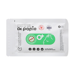 Khăn hạ sốt Dr.Papie 0+ cho bé, an toàn cho trẻ sơ sinh, gói 5 miếng, hộp 5 gói