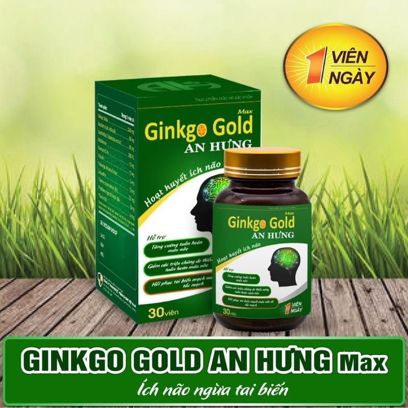 Viên uống Ginkgo Gold Max An Hưng giúp cải thiện trí nhớ, tăng tuần hoàn não, hộp 30 viên