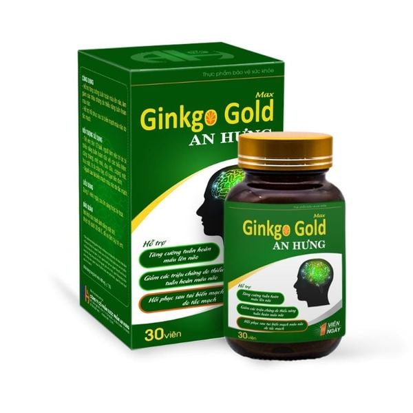 Viên uống Ginkgo Gold Max An Hưng giúp cải thiện trí nhớ, tăng tuần hoàn não, hộp 30 viên