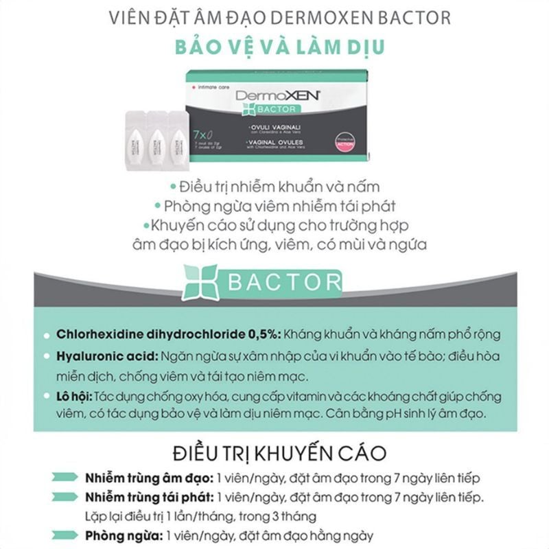 Viên đặt Dermoxen Bactor - Giải pháp tối ưu cho sức khỏe phụ nữ