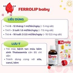 Sắt hữu cơ Ferrolip Baby - Hỗ trợ giảm nguy cơ thiếu máu, thiếu sắt ở trẻ em