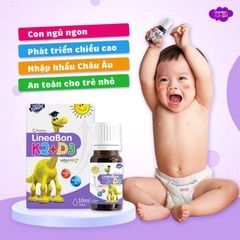 LineaBon D3K2, giúp hỗ trợ hấp thu canxi, phát triển xương và răng, 10ml