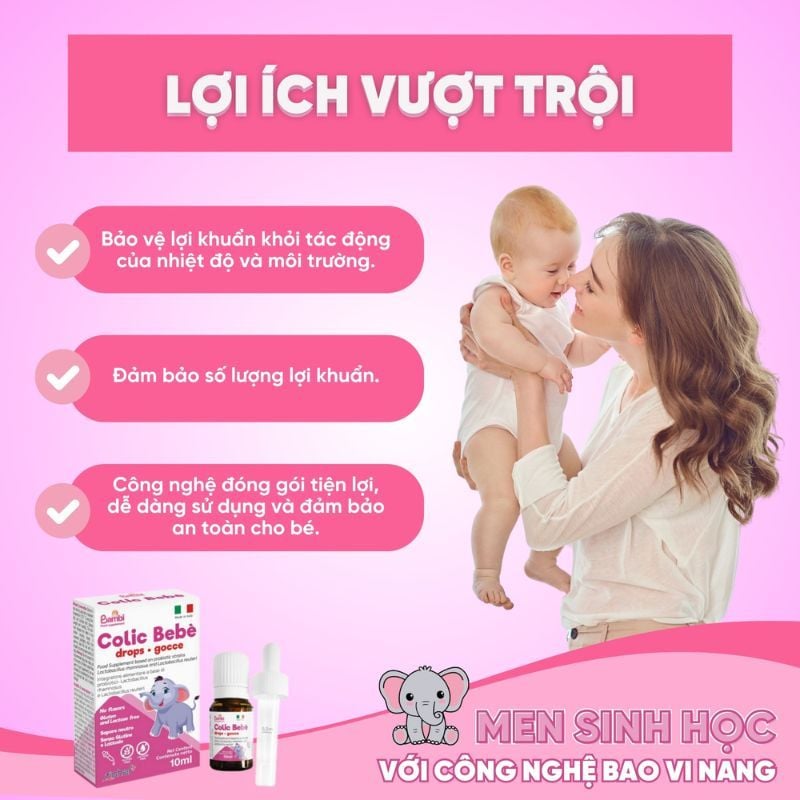 Men vi sinh Colic BeBè - Hỗ trợ cải thiện hệ vi sinh đường ruột, rối loạn tiêu hoá ở trẻ, nhập khẩu từ Châu Âu