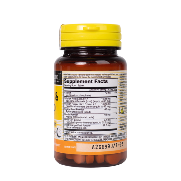 Thành phần của viên uống Mason Natural Relax & Sleep, cải thiện chất lượng giấc ngủ