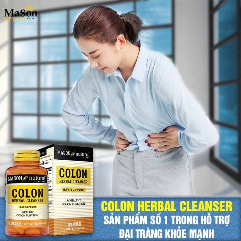 Viên uống hỗ trợ viêm đại tràng Mason Colon Herbal Cleanser May Support của Mỹ, hộp 60 viên