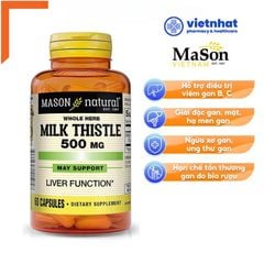 Viên Uống Mason Milk Thistle 500mg - Giải Độc Gan, Tăng Cường Chức Năng Gan Từ Mỹ, Hộp 60 viên
